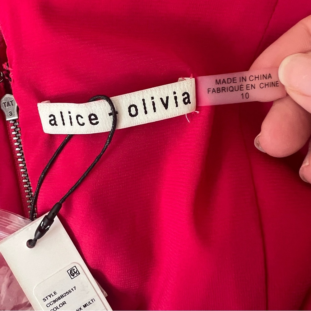 NEW NWT Alice + Olivia Aggie Maxi Dress Bright Pink Multi - Picture 12 of 15